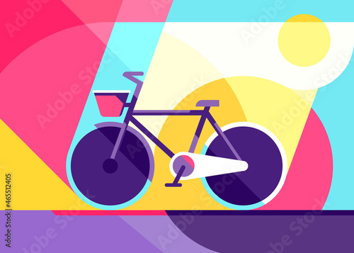 Banner with city bike. Placard design in flat style.