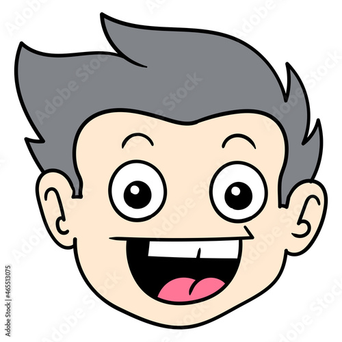 smile handsome boy head, doodle icon drawing