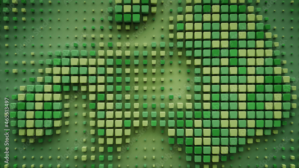 Green cubes abstract 3D render illustration
