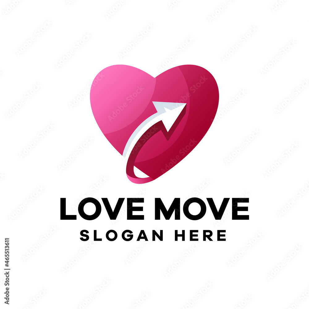 Love Move Gradient Logo Design Love Move Gradient Logo Design