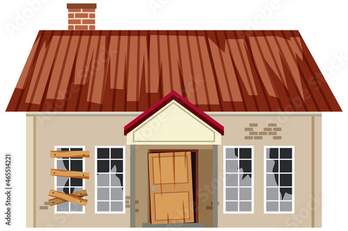 Abandoned house on white background