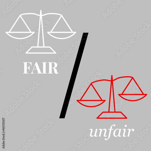 Fair and unfair concept simple vector graphic representation 