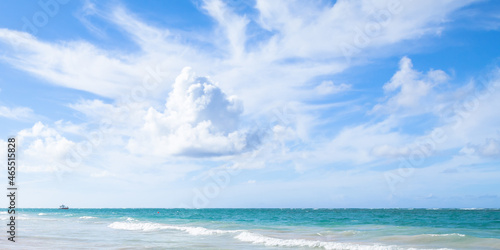 Caribbean Sea view under cloudy blue sky