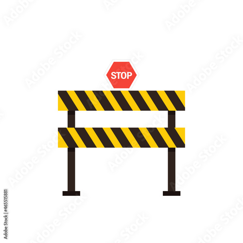 Barricade block vector. fence vector. Traffic barrier vector icon. Road block sign. Safety barricade symbol.