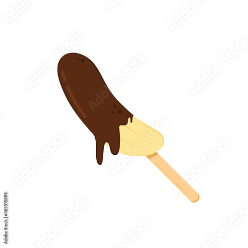 Chocolate Dipped Banana on white background. Chocolate Dipped.