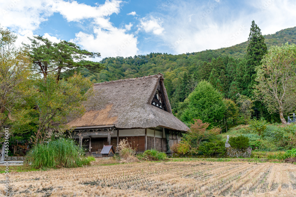 Old traditional Japanese house with thatched roof Old traditional Japanese house with thatched roof
