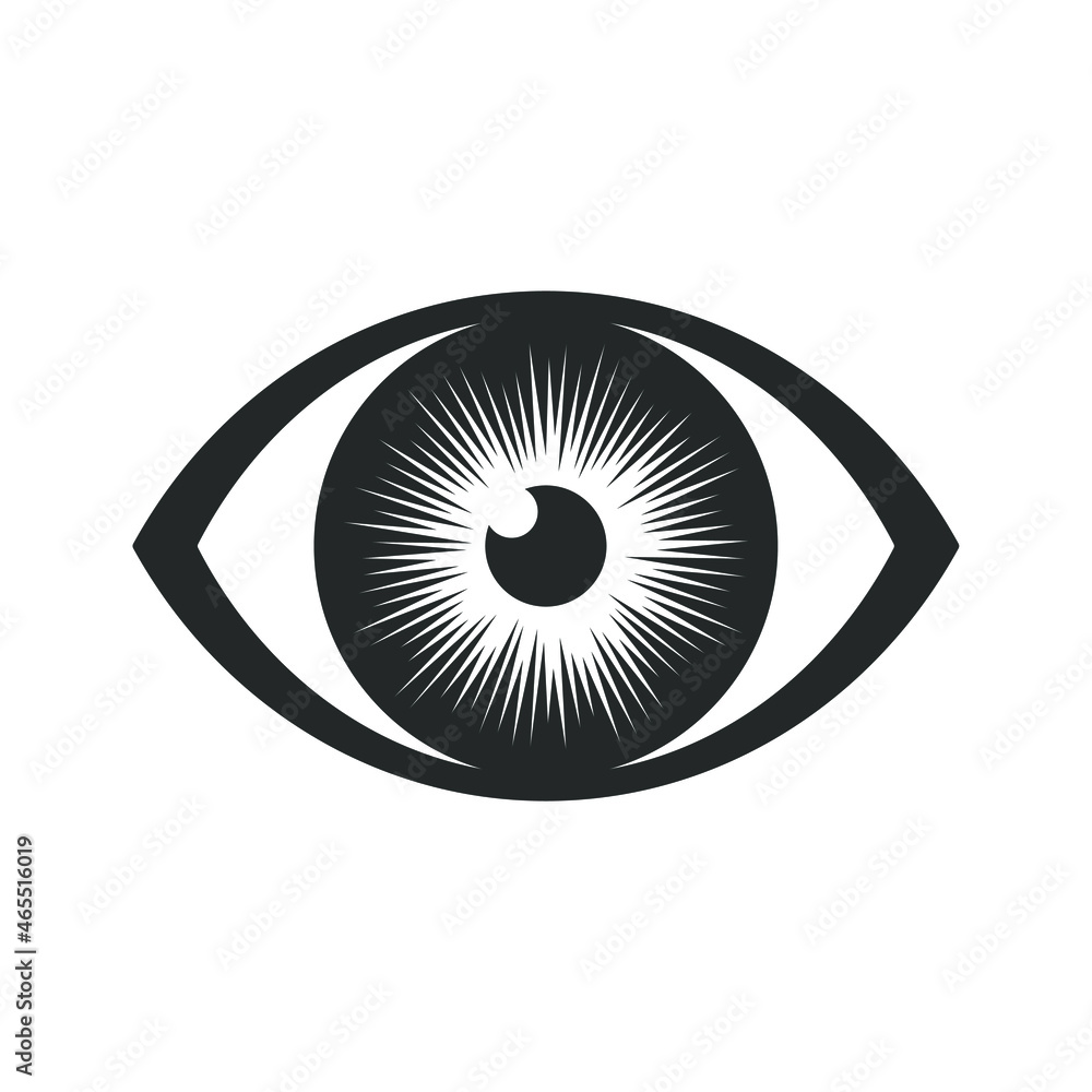 Eye iris vector icon. Optic eyesight and look symbol. View or watch