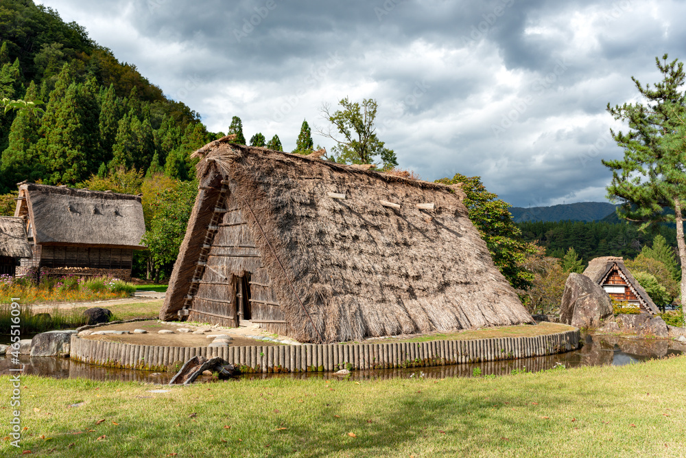 Old traditional Japanese house with thatched roof Old traditional Japanese house with thatched roof