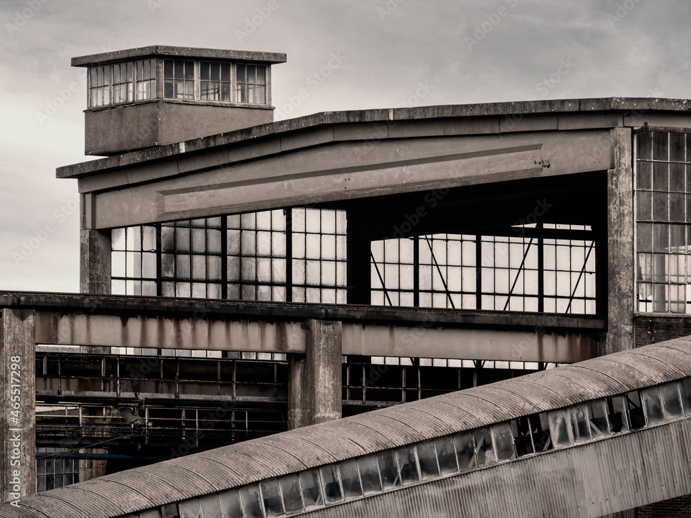 Detail of an old abandoned cement quarry factory in South Limburg in the Netherlands, industrial area Detail of an old abandoned cement quarry factory in South Limburg in the Netherlands, industrial area