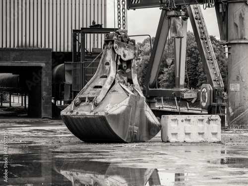 Detail of an old abandoned cement quarry factory in South Limburg in the Netherlands, industrial area photo