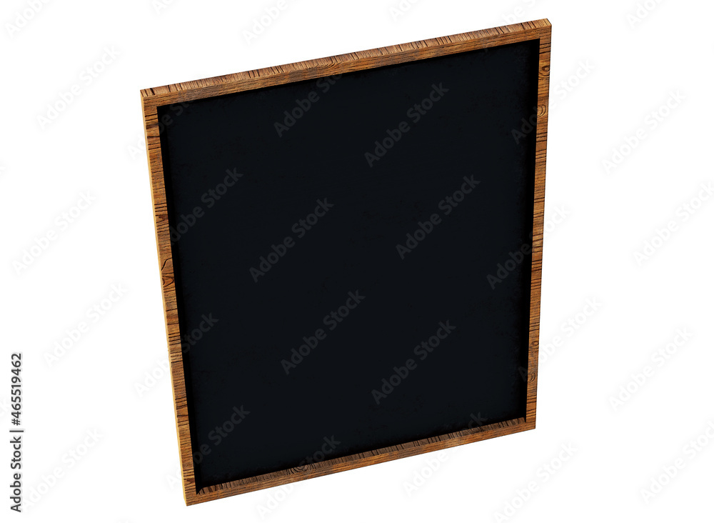 Fototapeta premium Wooden sign board black frame 3D render