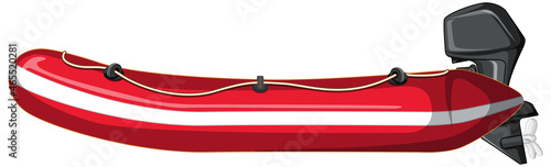 Inflatable boat with engine on white background