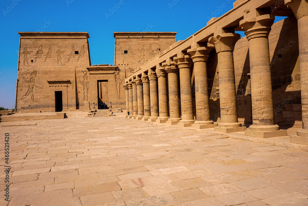 Closeup picture of the Temple of Philae, Red Sea Governorate, Egypt 2019