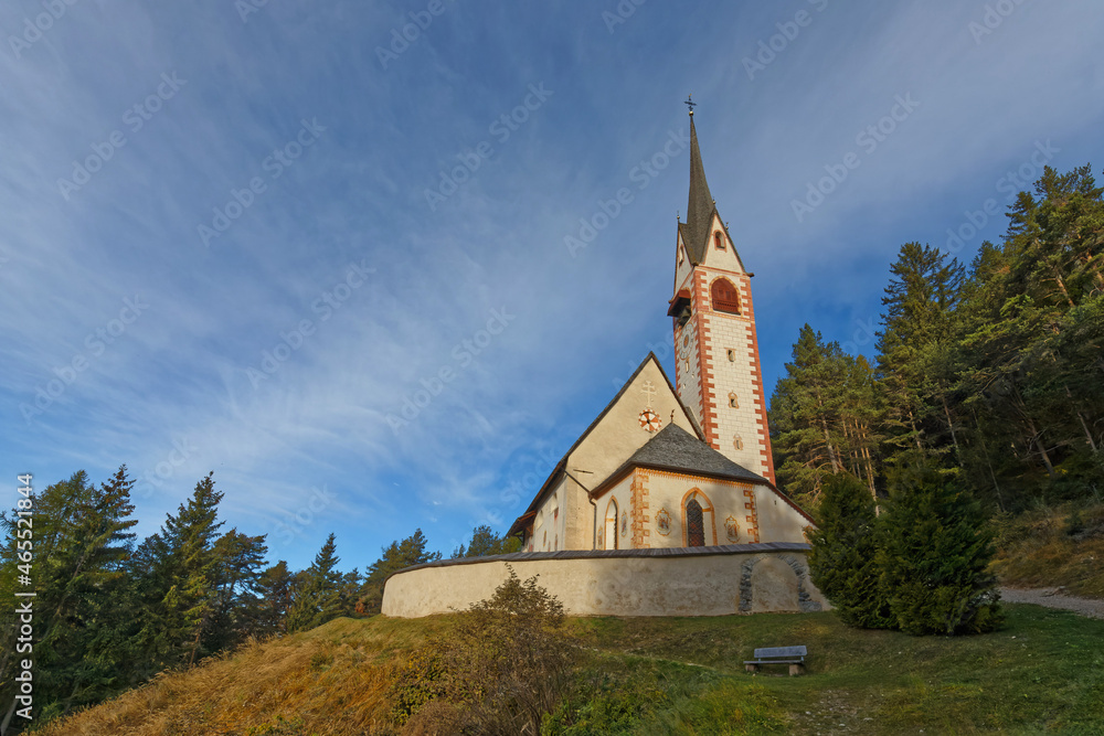San Giacomo church in Dolomites mountains, North of Italy