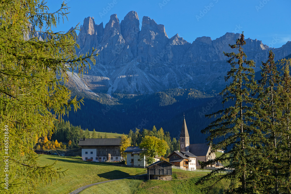 Landscape of Santa Maddalena Alta, Val de Funes, Alto Adige, Provincia di Bolzano, Italy