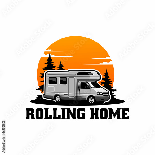 motor home - RV - camper van vehicle isolated logo vector 