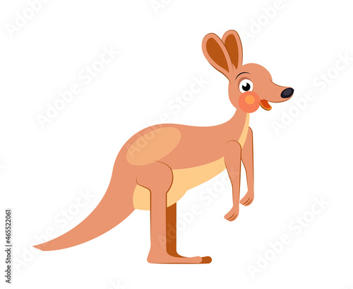 Cute cartoon kangaroo character for children. Flat illustration for abc book. 