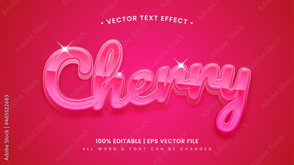 Cherry Fruit 3d Text Style Effect. Editable illustrator text style.