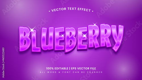 Blueberry Fruit 3d Text Style Effect. Editable illustrator text style.
