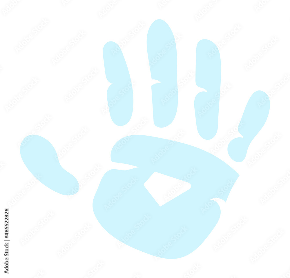 Handprint icon. Hand silhouette. Blue palm print. Handprint icon. Hand silhouette. Blue palm print.