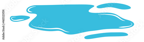 Water spill. Cartoon puddle. Wet blue stain