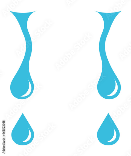 Teardrops Dripping water. Drops of rain, liquid flow or cartoon tears.