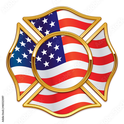 blank fire department logo base with usa flag