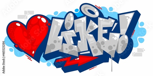 Isolated Abstract Word Like Graffiti Urban Streetart Style Font Lettering With Red Heart Vector Illustration Art