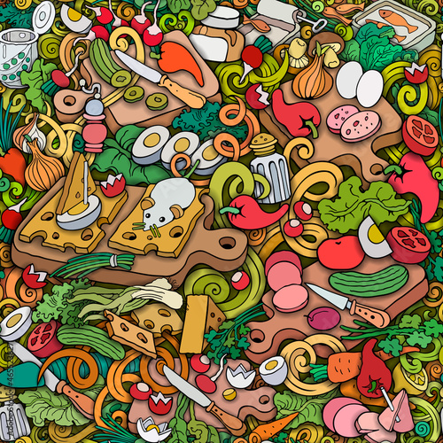 Food and Dishes seamless pattern.
