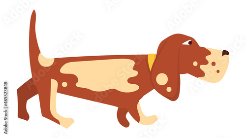 Hunting dog icon. Standing in rack. Cute cartoon animal