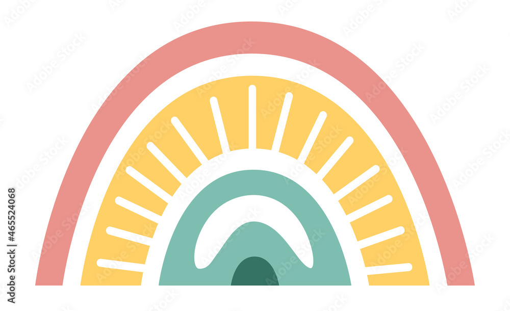 Rainbow logo in childish boho style. Scandinavian pattern element Rainbow logo in childish boho style. Scandinavian pattern element