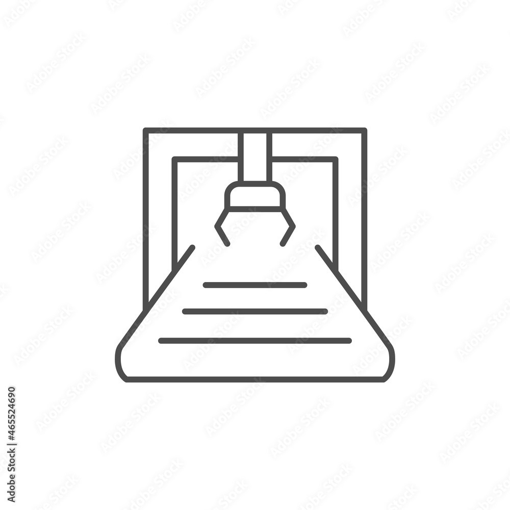 Robotic conveyor line outline icon isolated on white Robotic conveyor line outline icon isolated on white