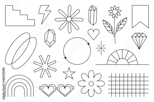 Retro and vintage geometric elements line style sticker shape