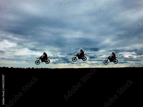 motocross, biker competition, motorcyclists start