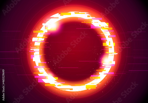 Vector Illustration Abstract Neon Glitch Technology Ring