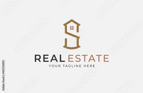 Real Estate logo letter S design template, vector illustration
