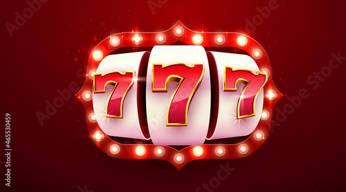 Slot machine wins the jackpot. 777 Big win casino concept.