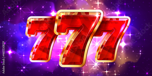 Slot machine wins the jackpot. Cosmos casino. 777 Big win concept.