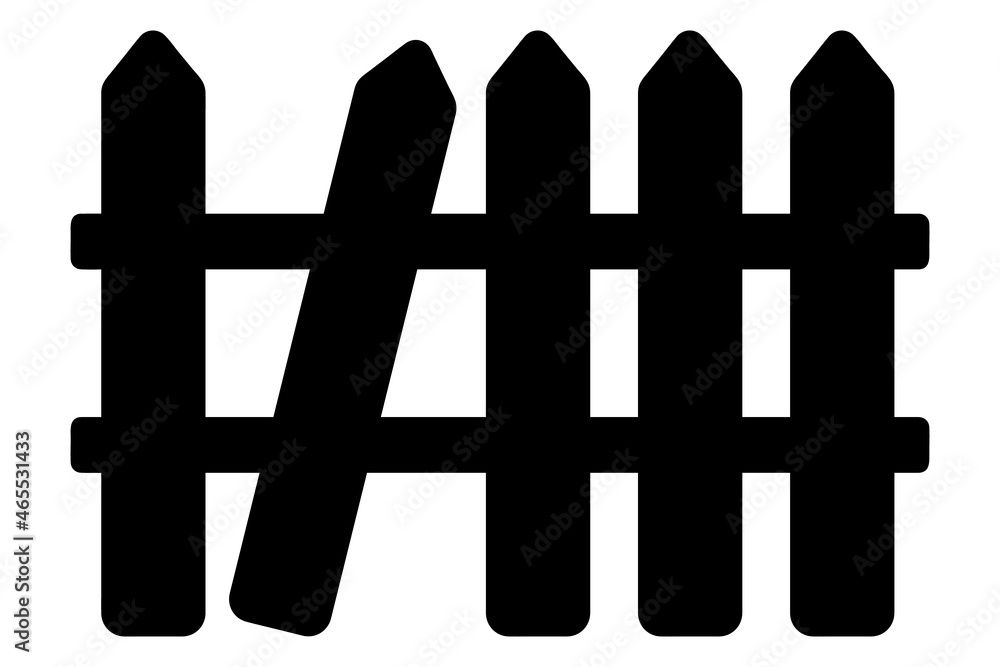 Fence. Silhouette. Wooden fence. The boards are fastened together. Vector illustration. Isolated white background. Protection from thieves. Horizontal border. Is safe. Idea for web design. Fence. Silhouette. Wooden fence. The boards are fastened together. Vector illustration. Isolated white background. Protection from thieves. Horizontal border. Is safe. Idea for web design.