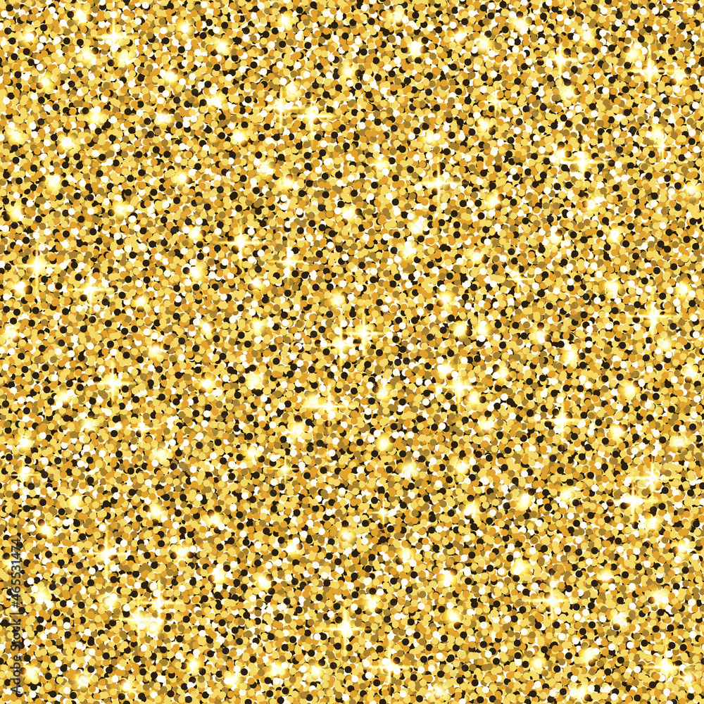 Gold glitter texture background vector. Golden small confetti seamless pattern for artworks and design.