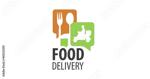 Animated video logo of food delivery, courier delivery