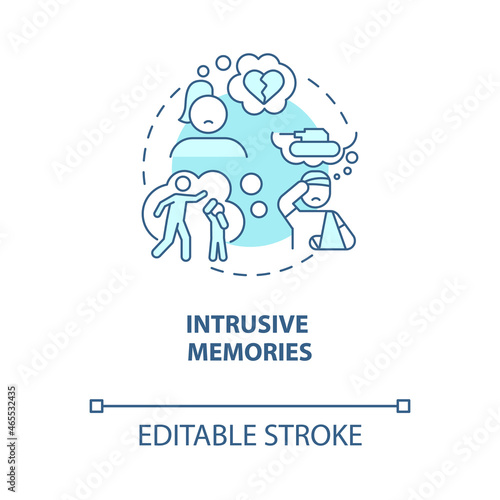 Intrusive memories blue concept icon. Hate speech effect abstract idea thin line illustration. Experiencing psychological damage. Vector isolated outline color drawing. Editable stroke