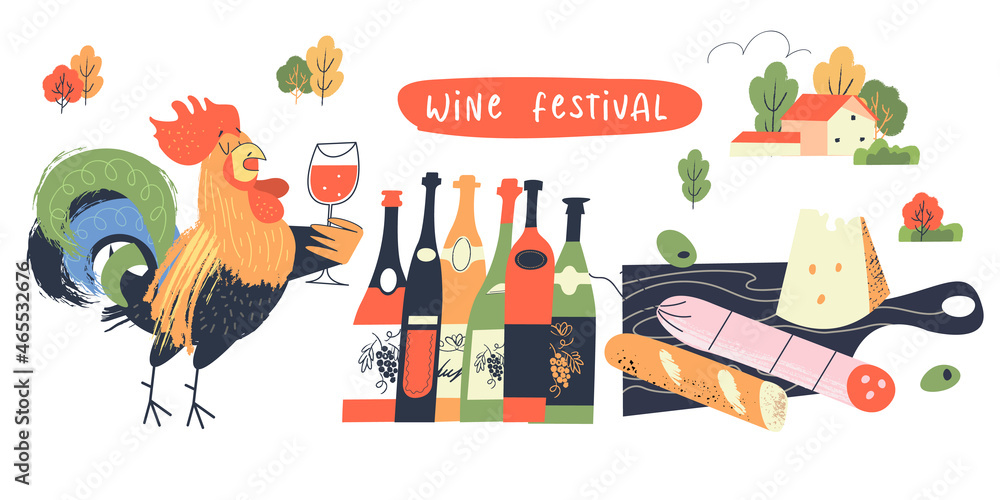 Vector illustration, poster, poster for the traditional French wine festival.