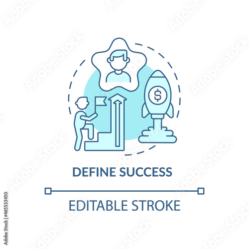 Define success blue concept icon. Personal achievement. Employee goals in work. Career advancement abstract idea thin line illustration. Vector isolated outline color drawing. Editable stroke
