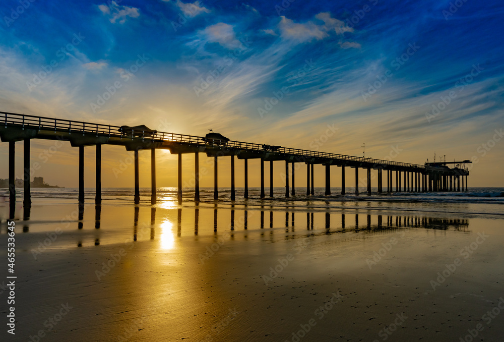 Sunset Under Scripps Pier in La Jolla