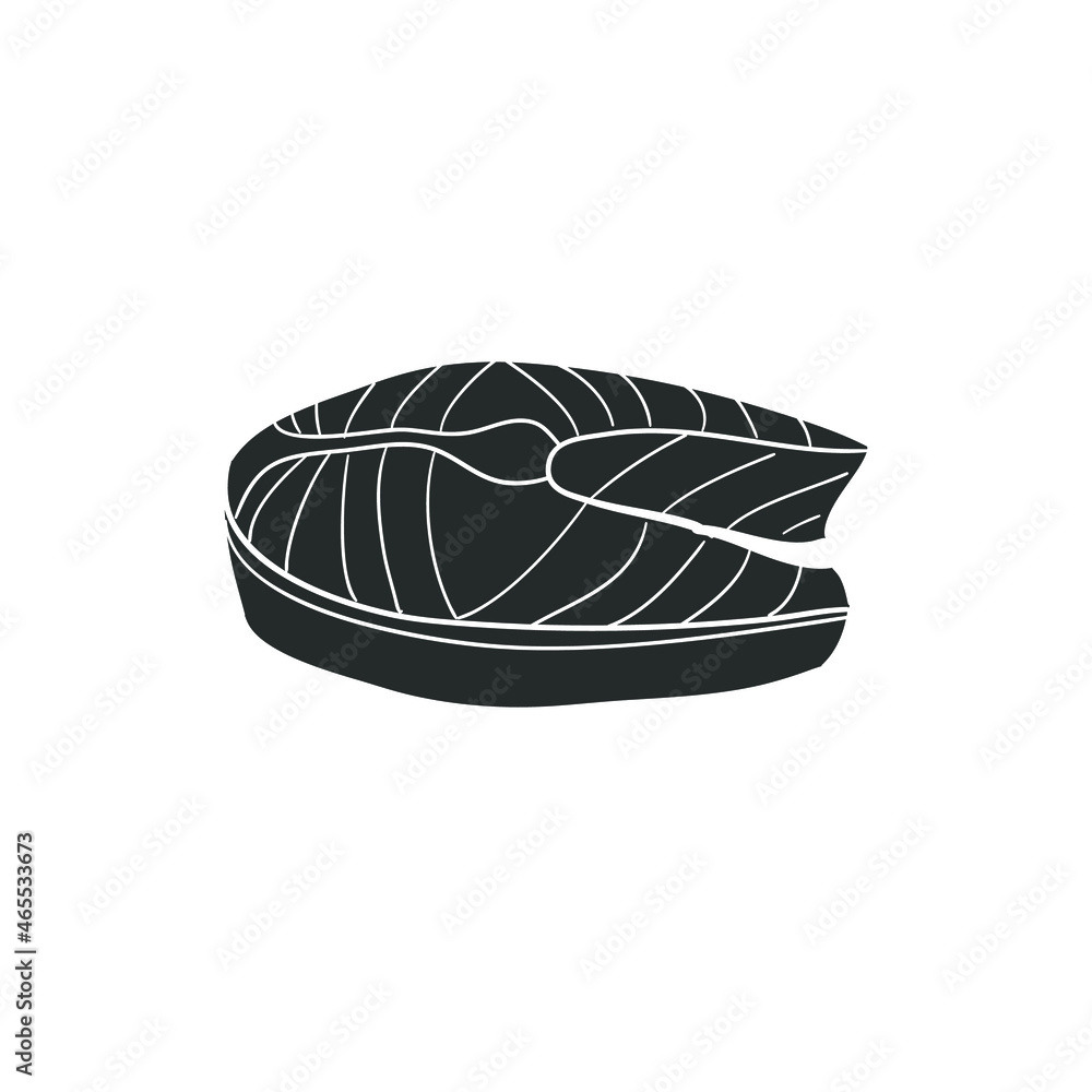 Fish Steak Icon Silhouette Illustration. Seafood Fillet Vector Graphic ...