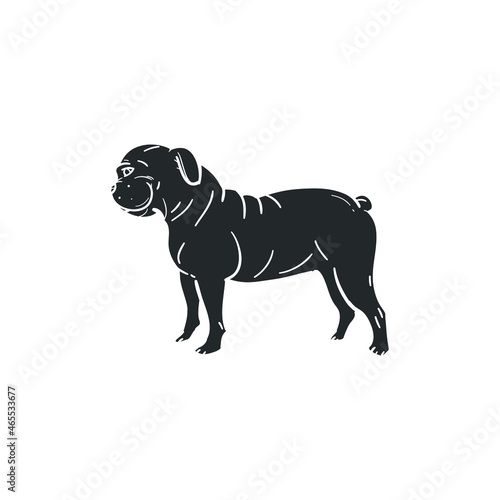 Fototapeta Naklejka Na Ścianę i Meble -  French Bulldog Icon Silhouette Illustration. Puppy Canine Vector Graphic Pictogram Symbol Clip Art. Doodle Sketch Black Sign.