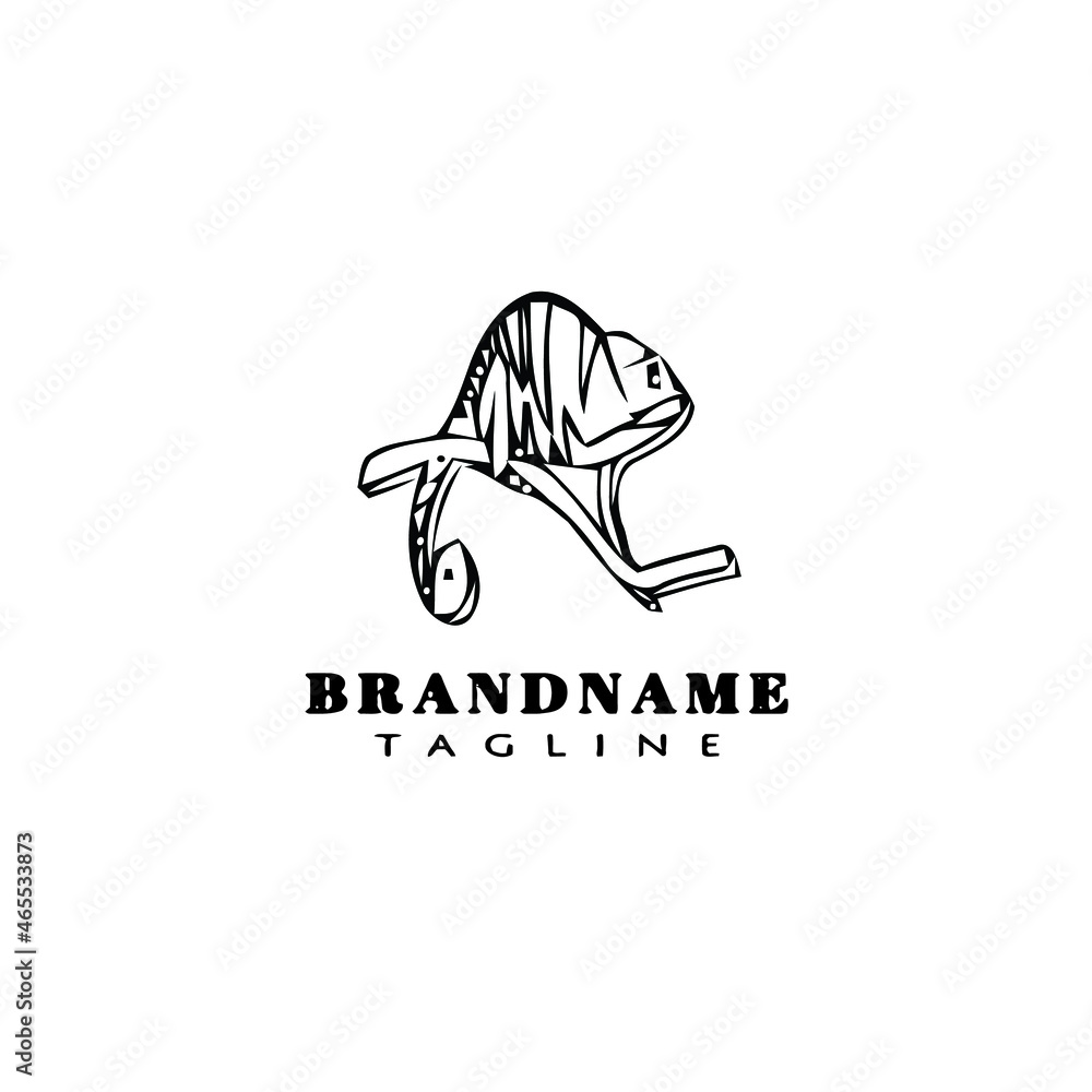 chameleon logo cartoon design template icon black isolated vector illustration