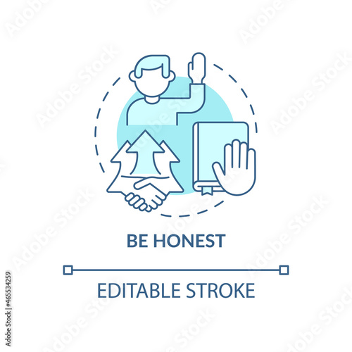 Be honest blue concept icon. Personal responsibility. Character trait for employee. Career advancement abstract idea thin line illustration. Vector isolated outline color drawing. Editable stroke