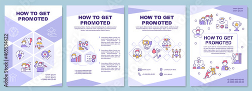 How to get promoted brochure template. Career advancement. Flyer, booklet, leaflet print, cover design with linear icons. Vector layouts for presentation, annual reports, advertisement pages